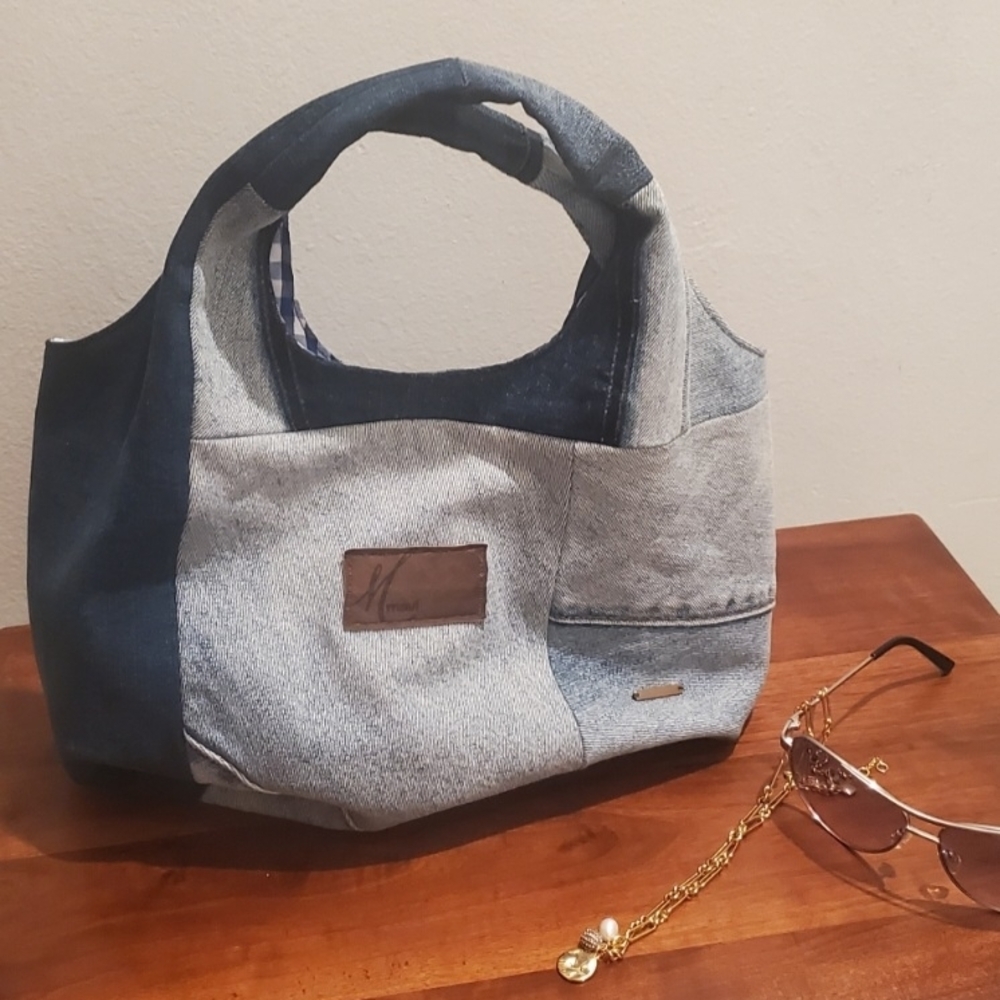 Recycled Stylish Denim Patchwork Tote Bag